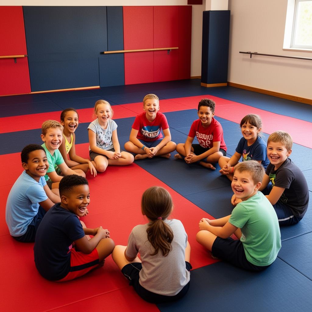 Kids having fun at martial arts summer camp in Arvada